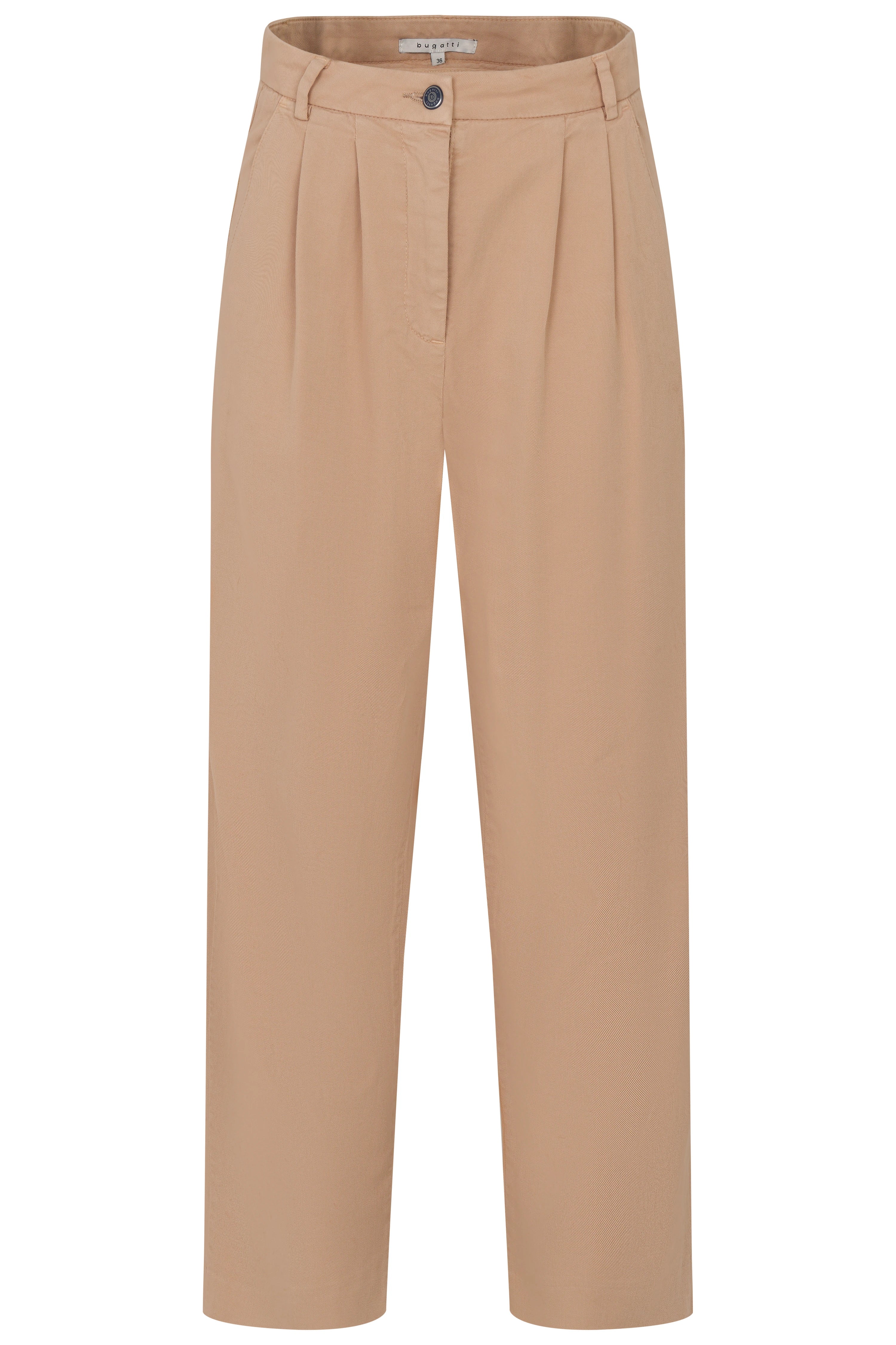 Beige bugatti broek met plooien, ontspannen stijl, productafbeelding.