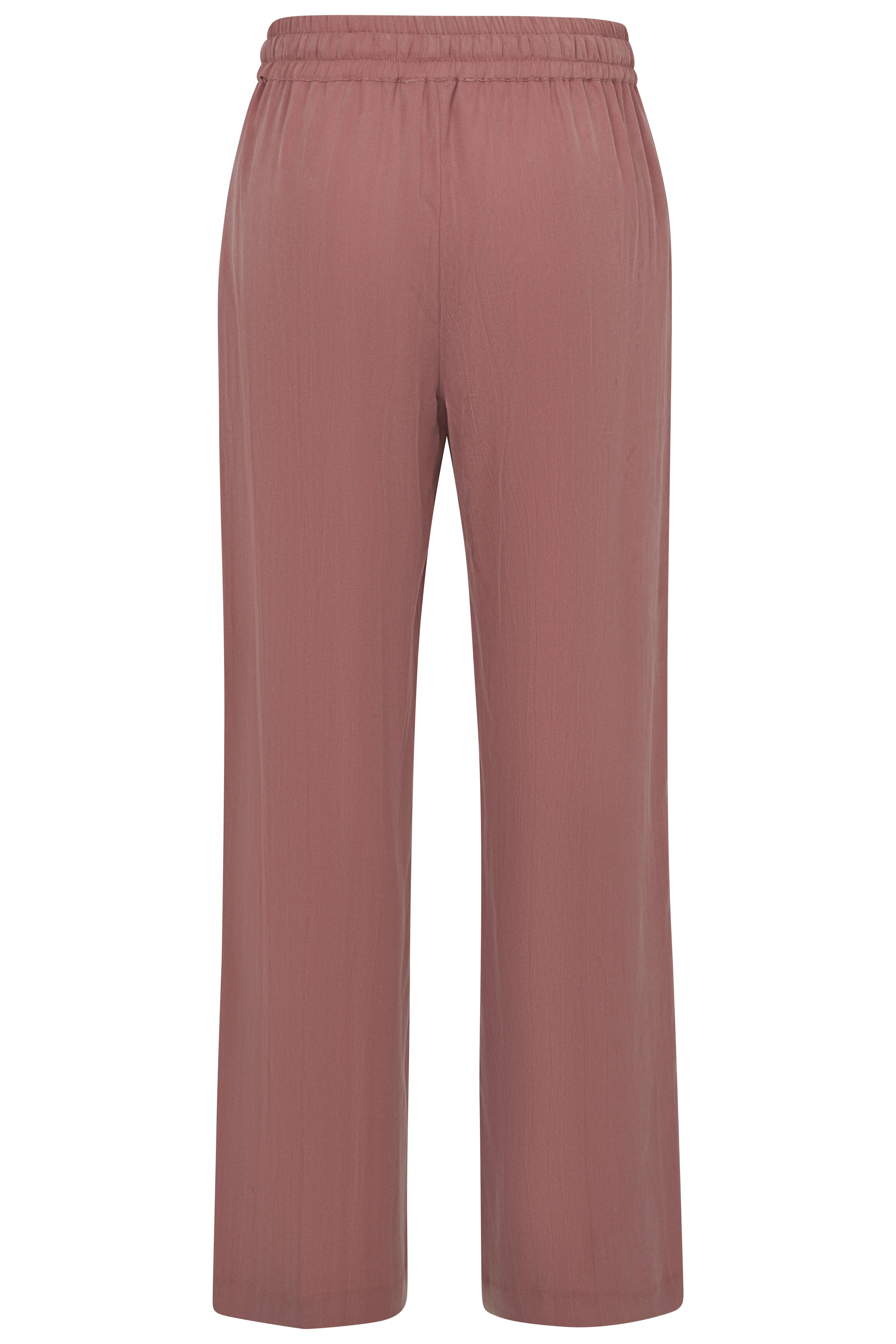 Alt-Text: Bovenlichaam van bugatti broek in oudroze, los gesneden met elastische tailleband.
