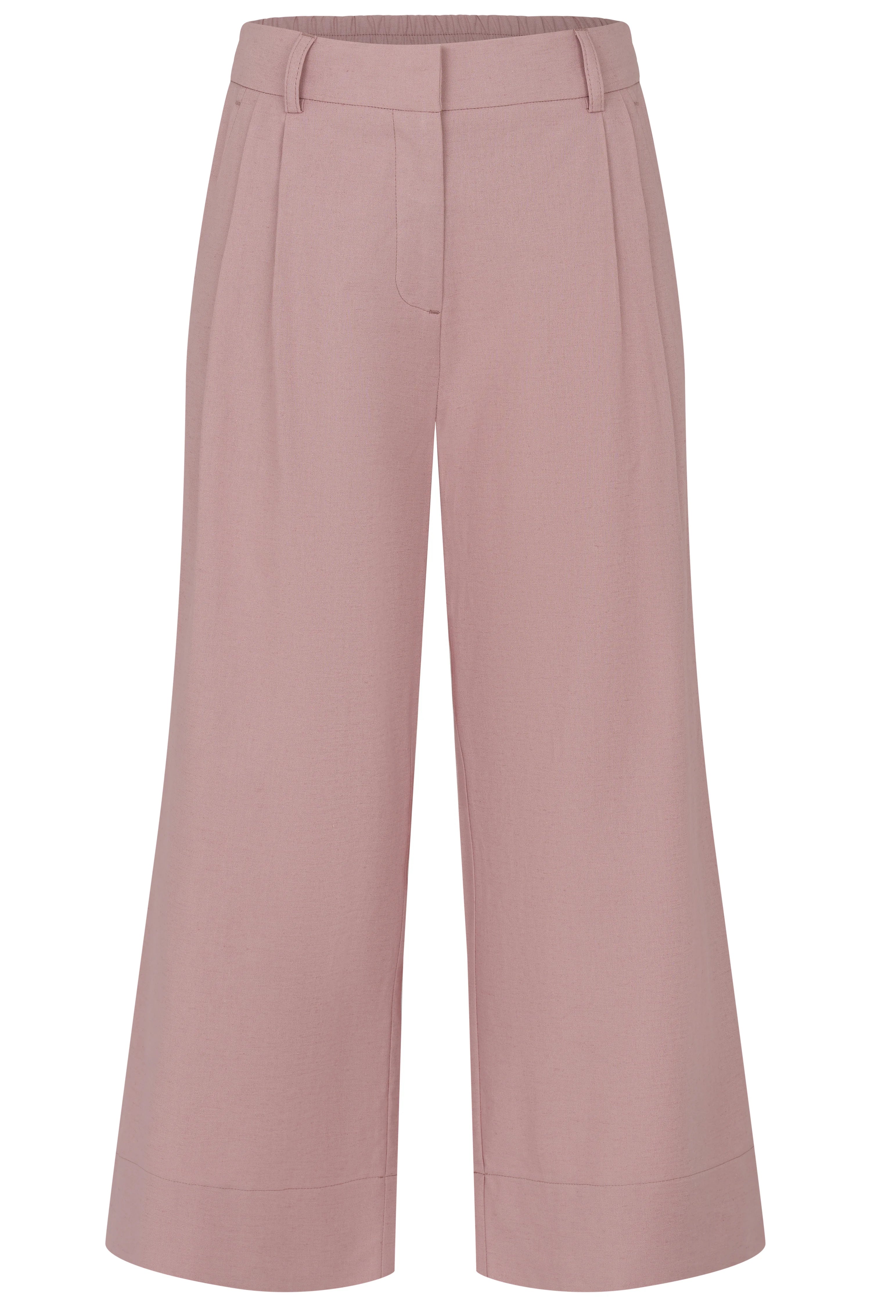 Wijde, roze culotte broek van bugatti, buste afbeelding, elegant ontwerp.