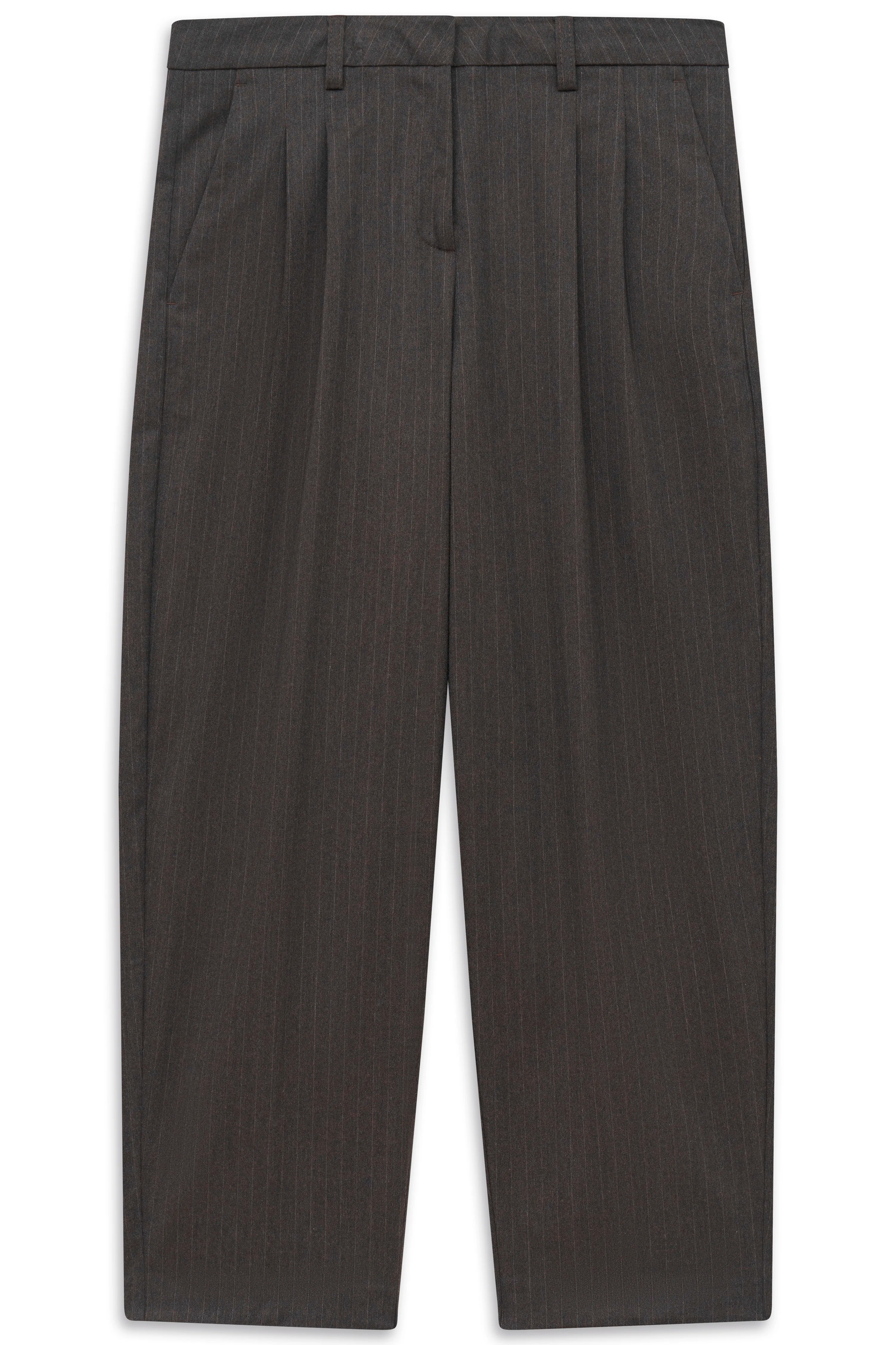 Bugatti braune Nadelstreifenhose, legeres Büstenbild, elegante Passform.