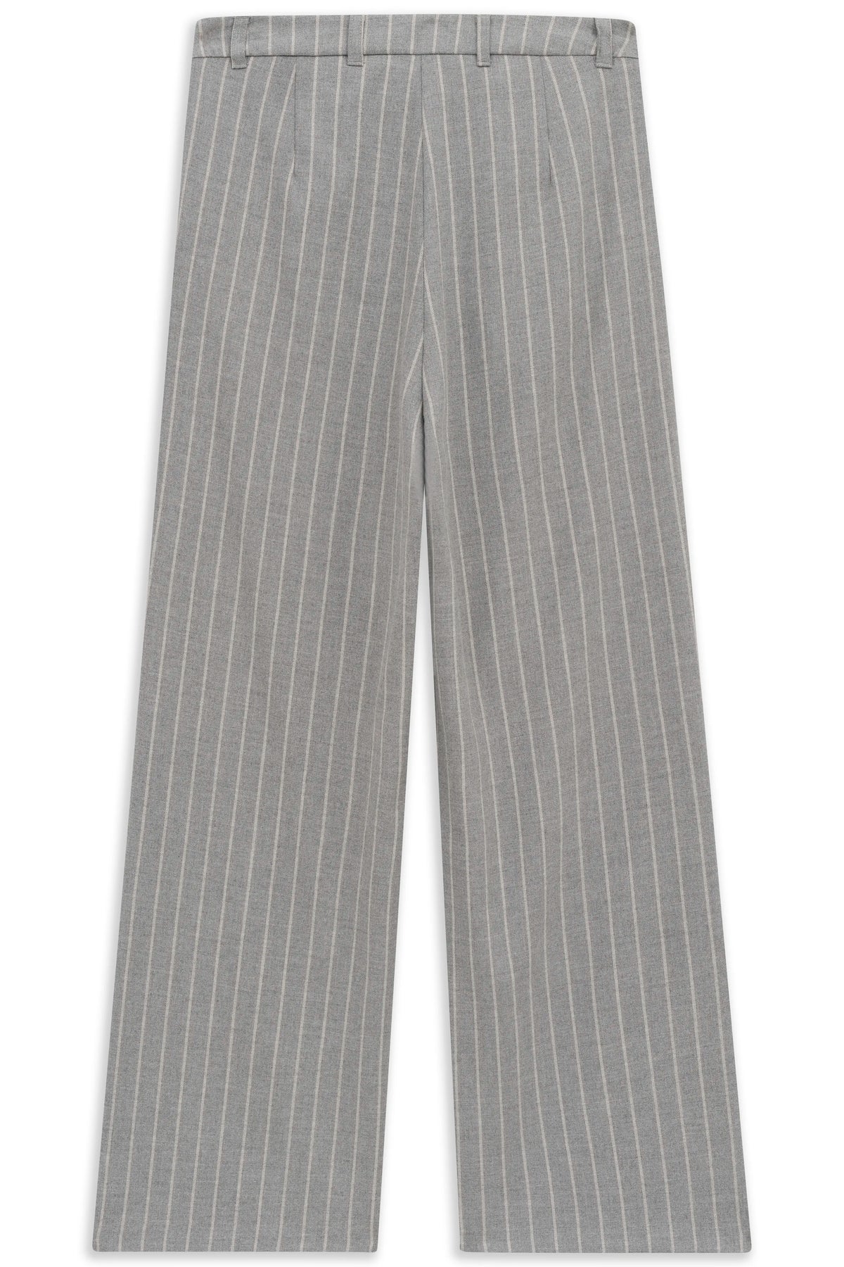 Graue gestreifte Hose von bugatti, Büstenbild, zeitloser Stil und Eleganz.