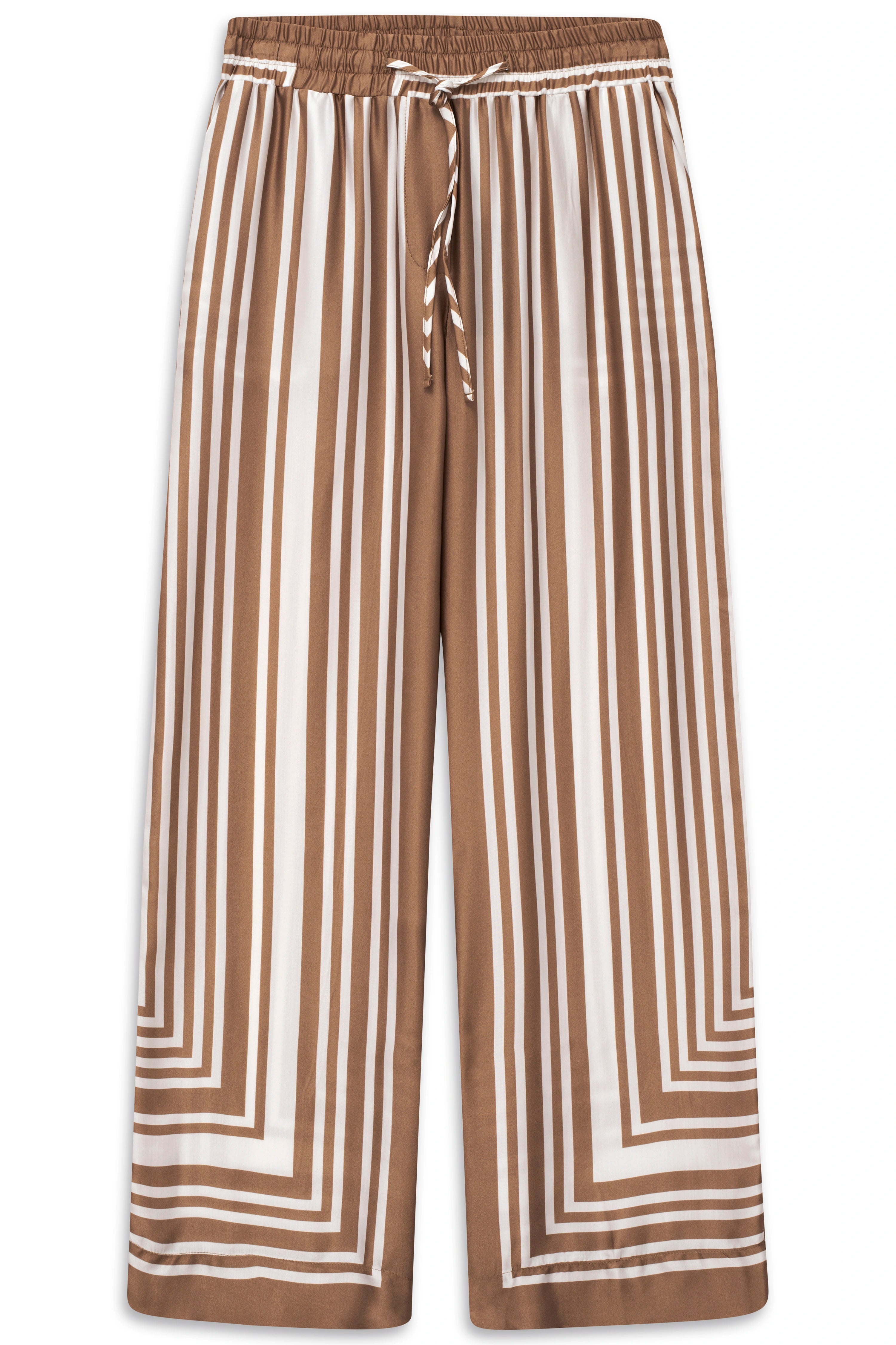 Braune gestreifte bugatti Hose, Büstenbild, mit elastischem Bund und Tunnelzug.