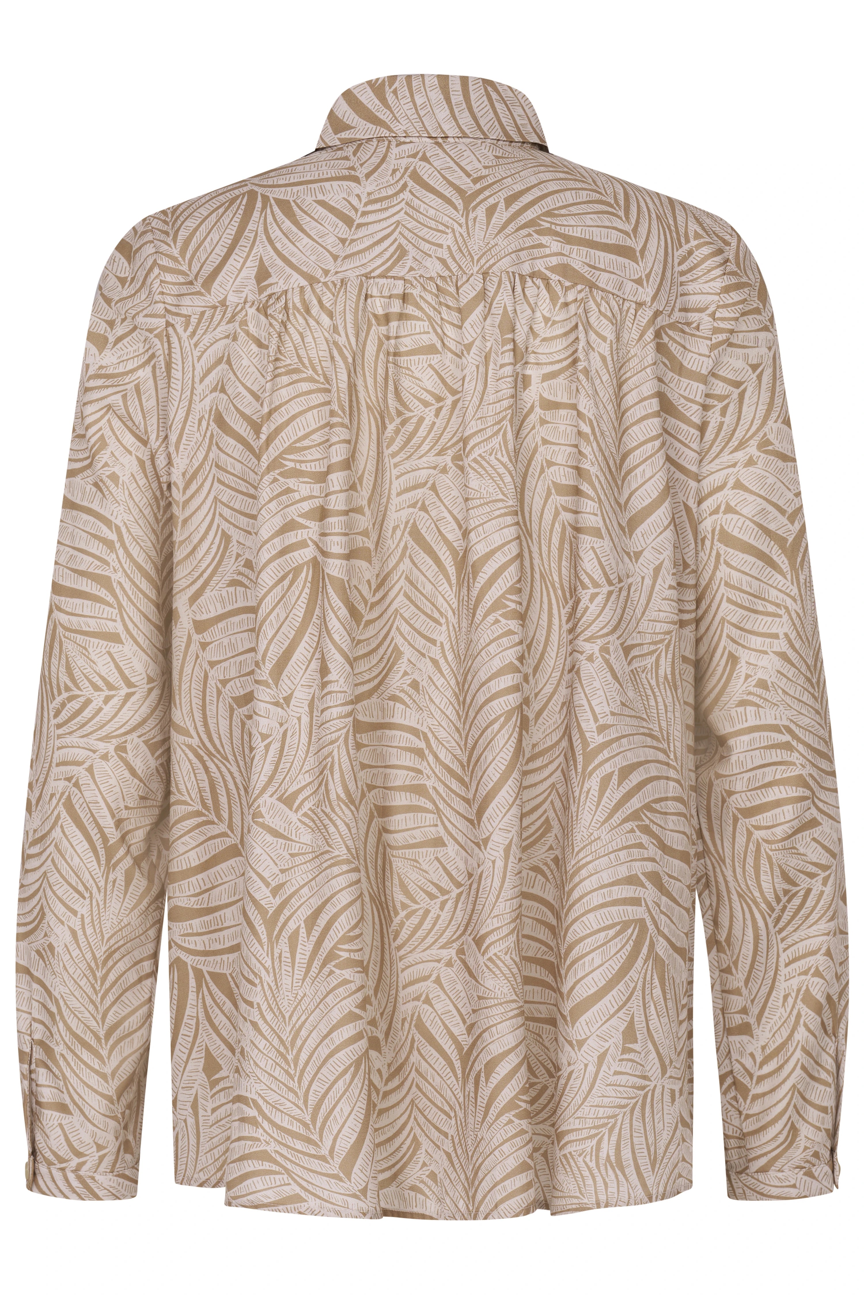 Beige Hemd mit Blätterprint, Rückansicht, von bugatti.