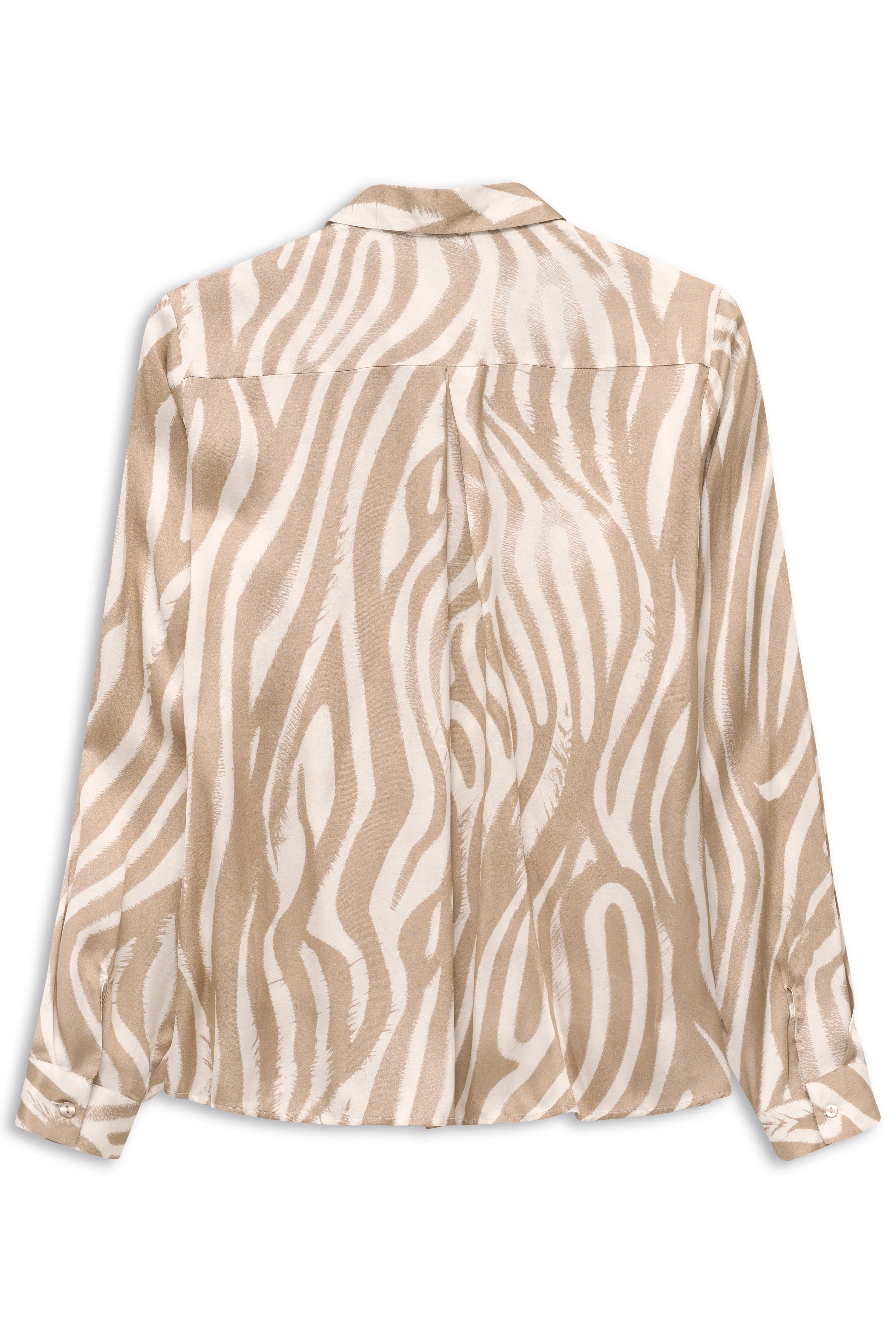 Beige-weiße Zebra-Bluse von bugatti, Büstenbild, stilvoll und elegant, inspiriert von Italiens Schönheit.