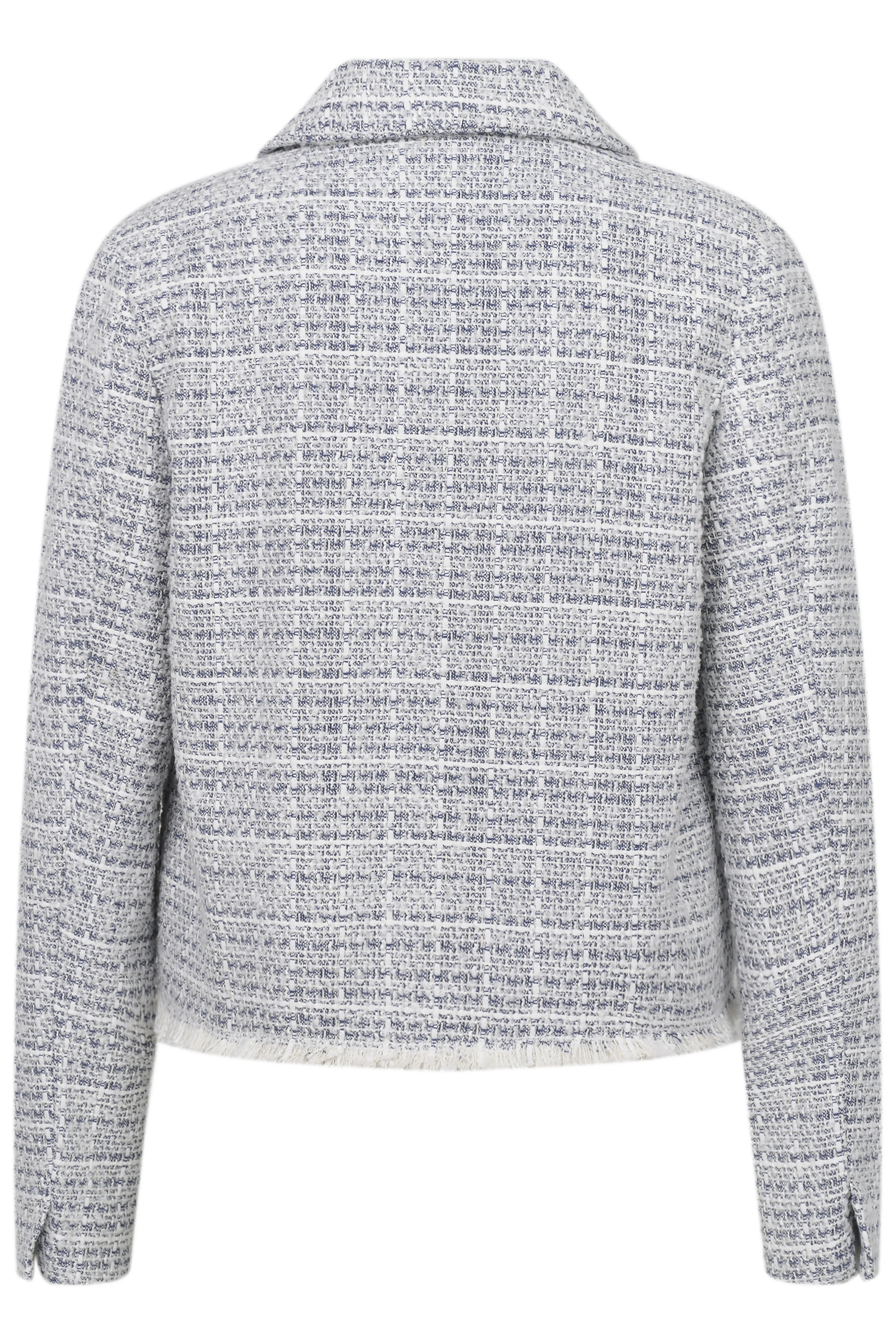 Bugatti Bouclé-jasje in blauw-wit, buste, stijlvol en tijdloos.