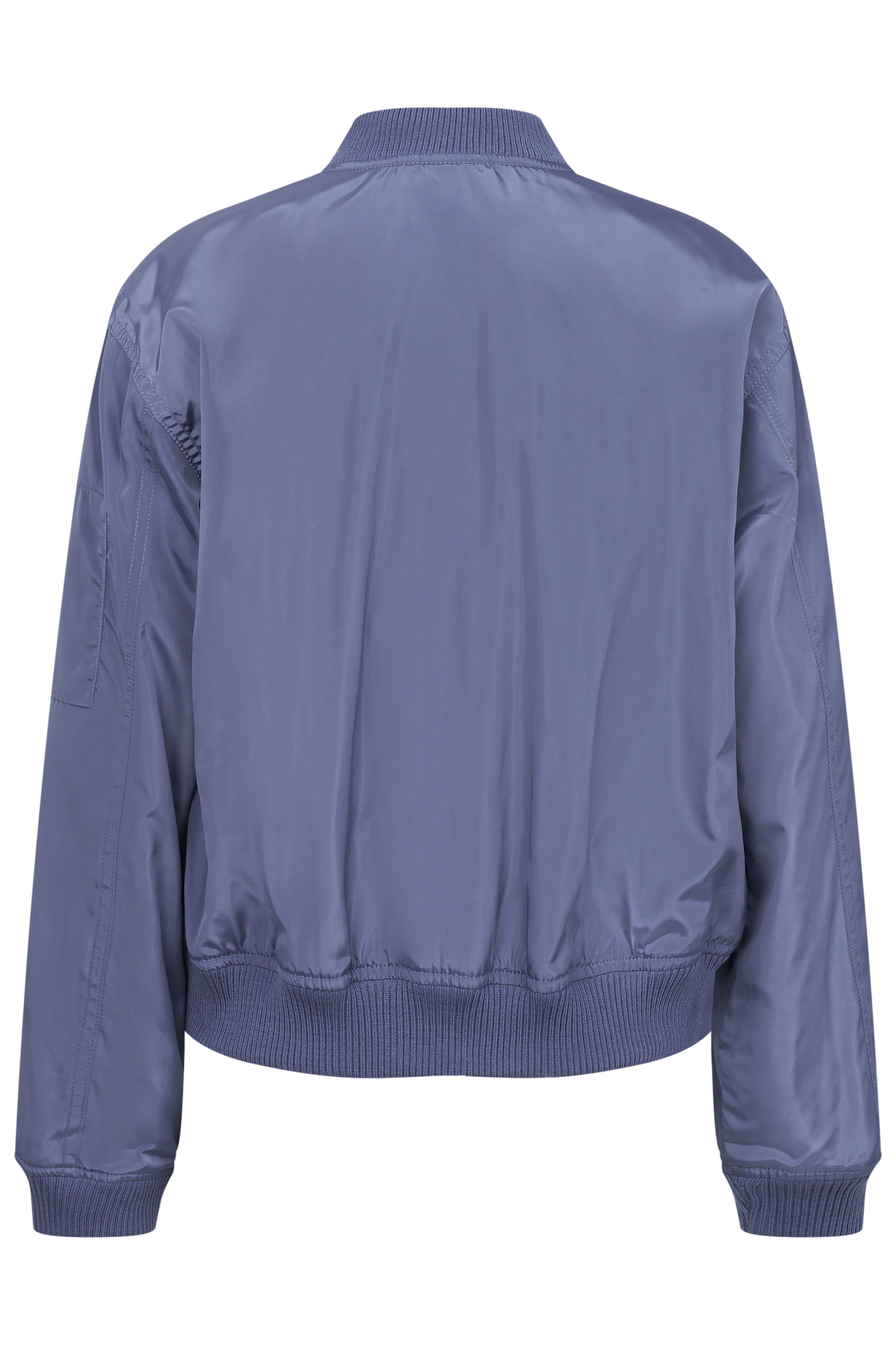 Blouson in Blau von bugatti, Rückenansicht, Büstenbild, glattes Material, gerippte Bündchen.