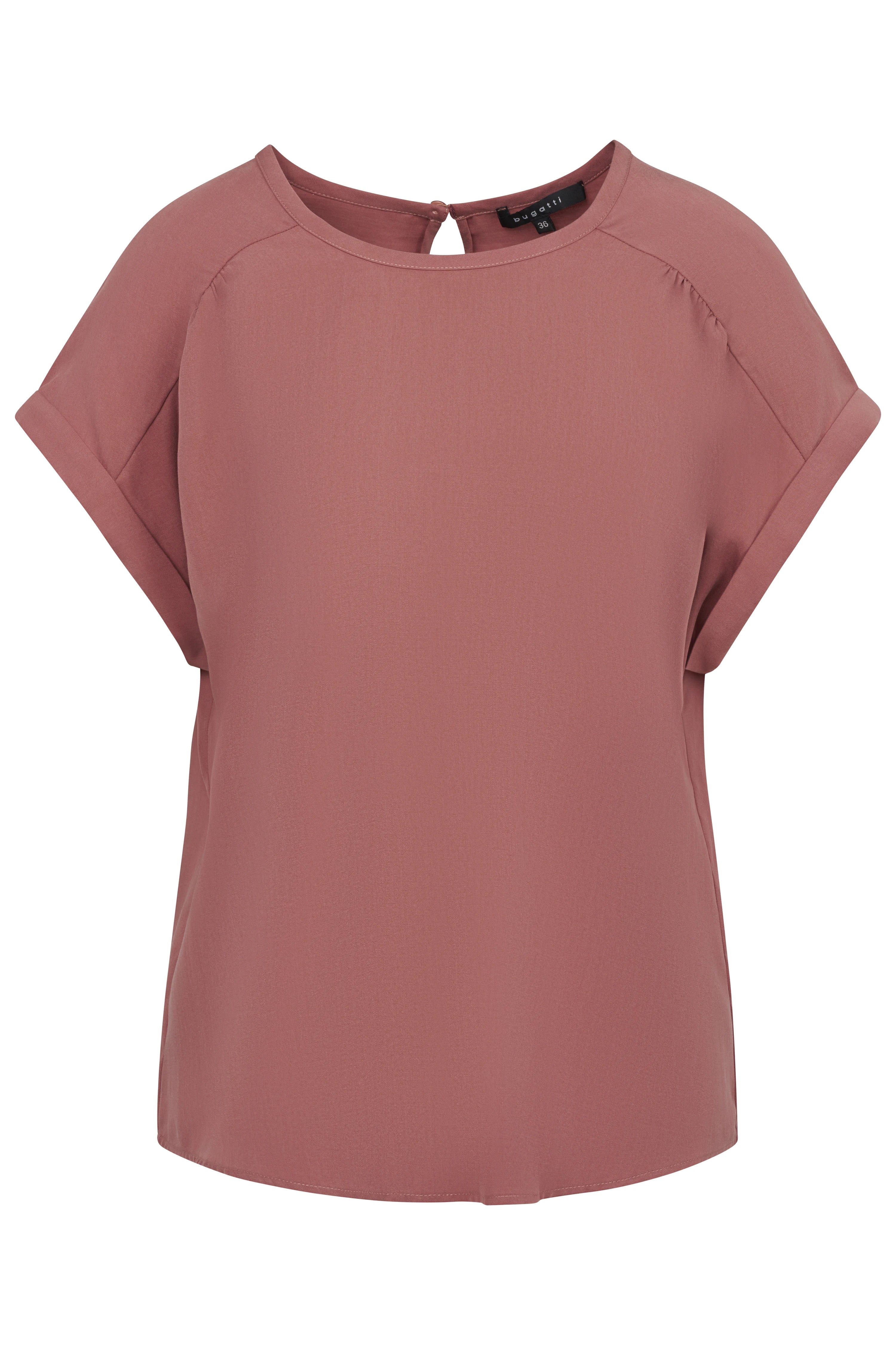 bugatti blouse, oudroze, buste-afbeelding, elegant design, tijdloze elegantie en verfijning.