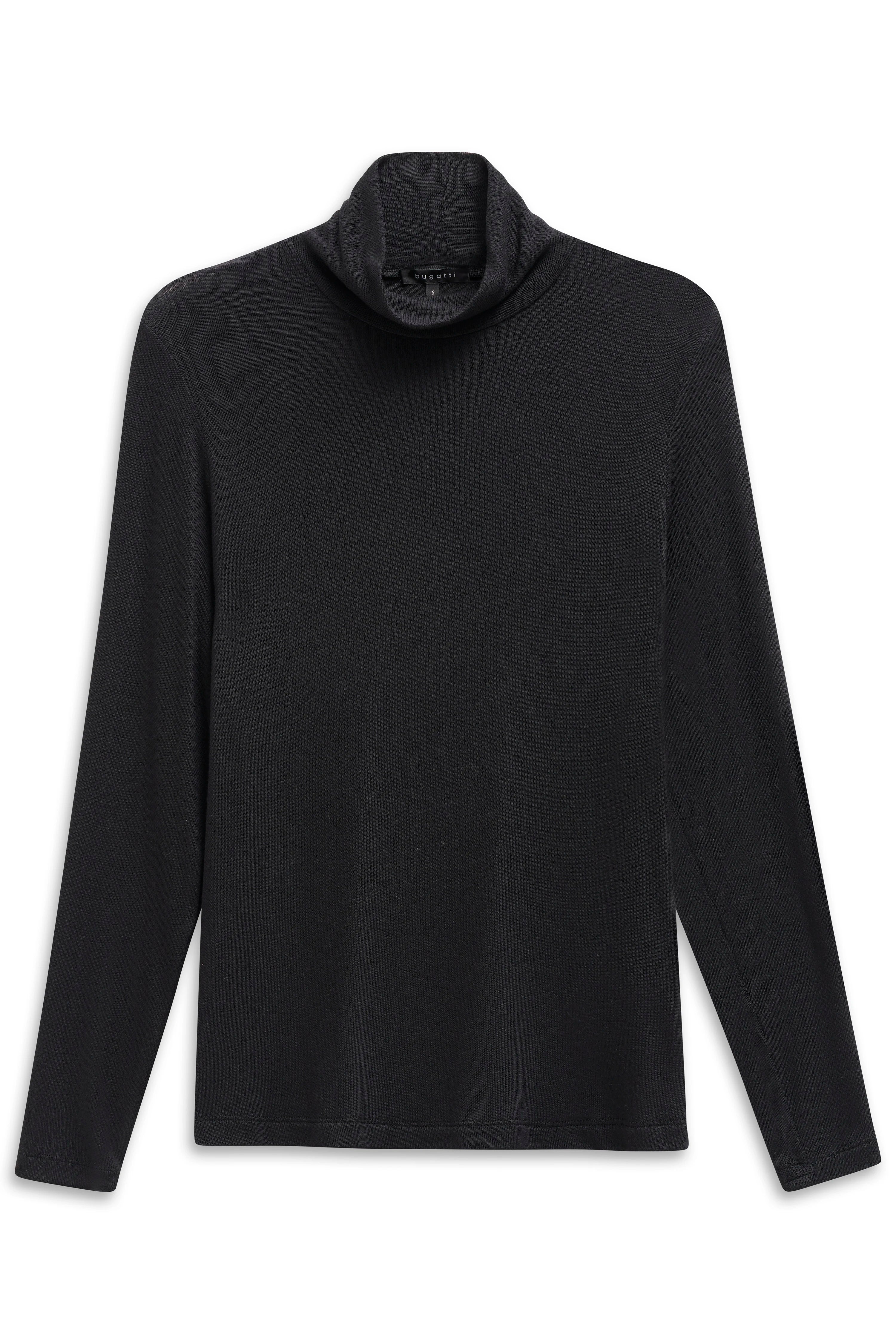 Schwarzer Rollkragenpullover von bugatti, einfache Büstenansicht, zeitloses Design.