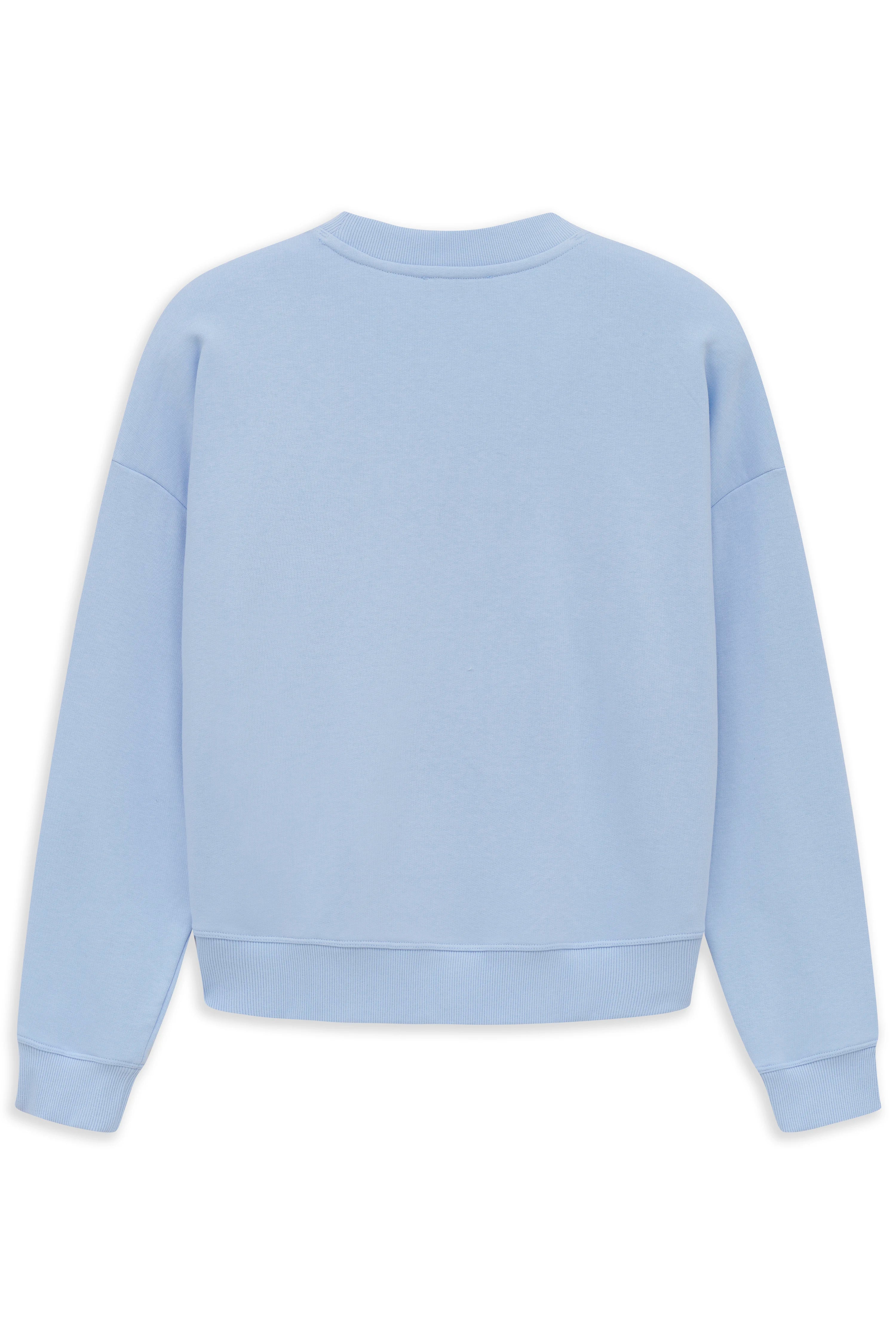 Blauer bugatti Pullover, leger, Rückansicht, schlichtes Design.