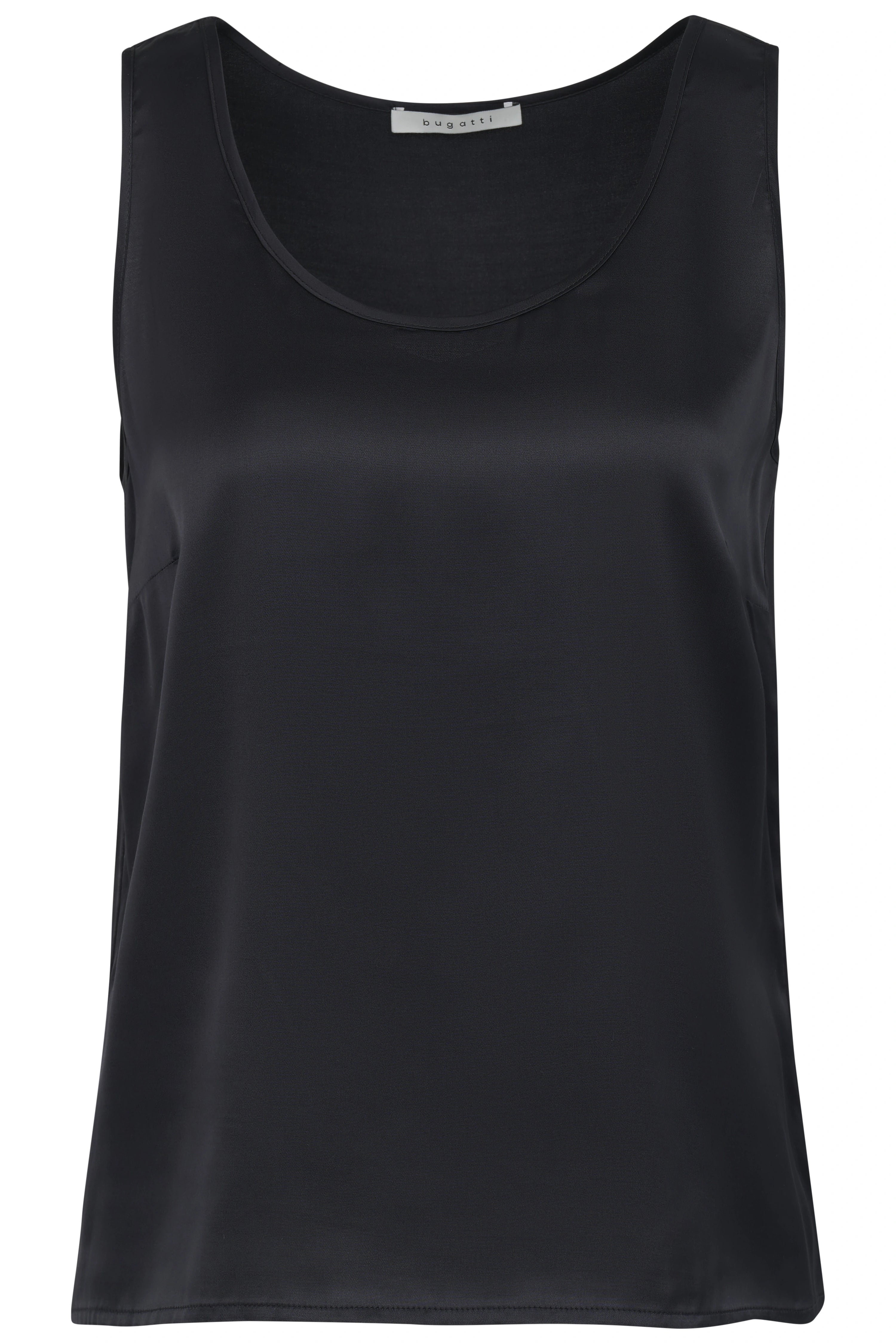 Ärmelloses bugatti Top in Schwarz, Büstenbild, elegantes, schlichtes Design.