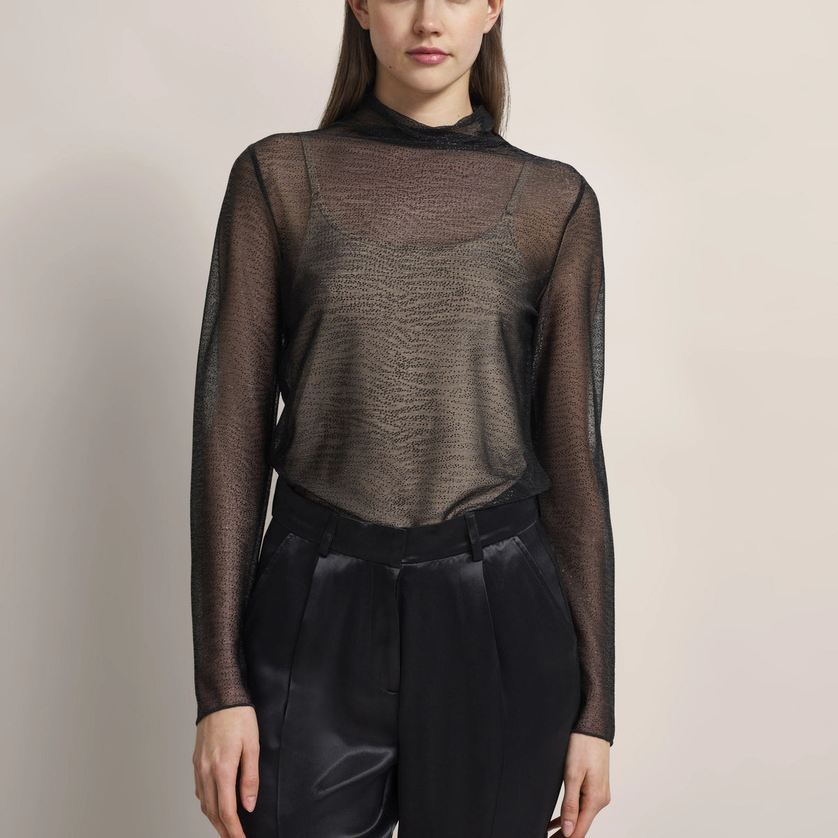 Mesh shirt with shiny effect in black Bugatti - Main Image