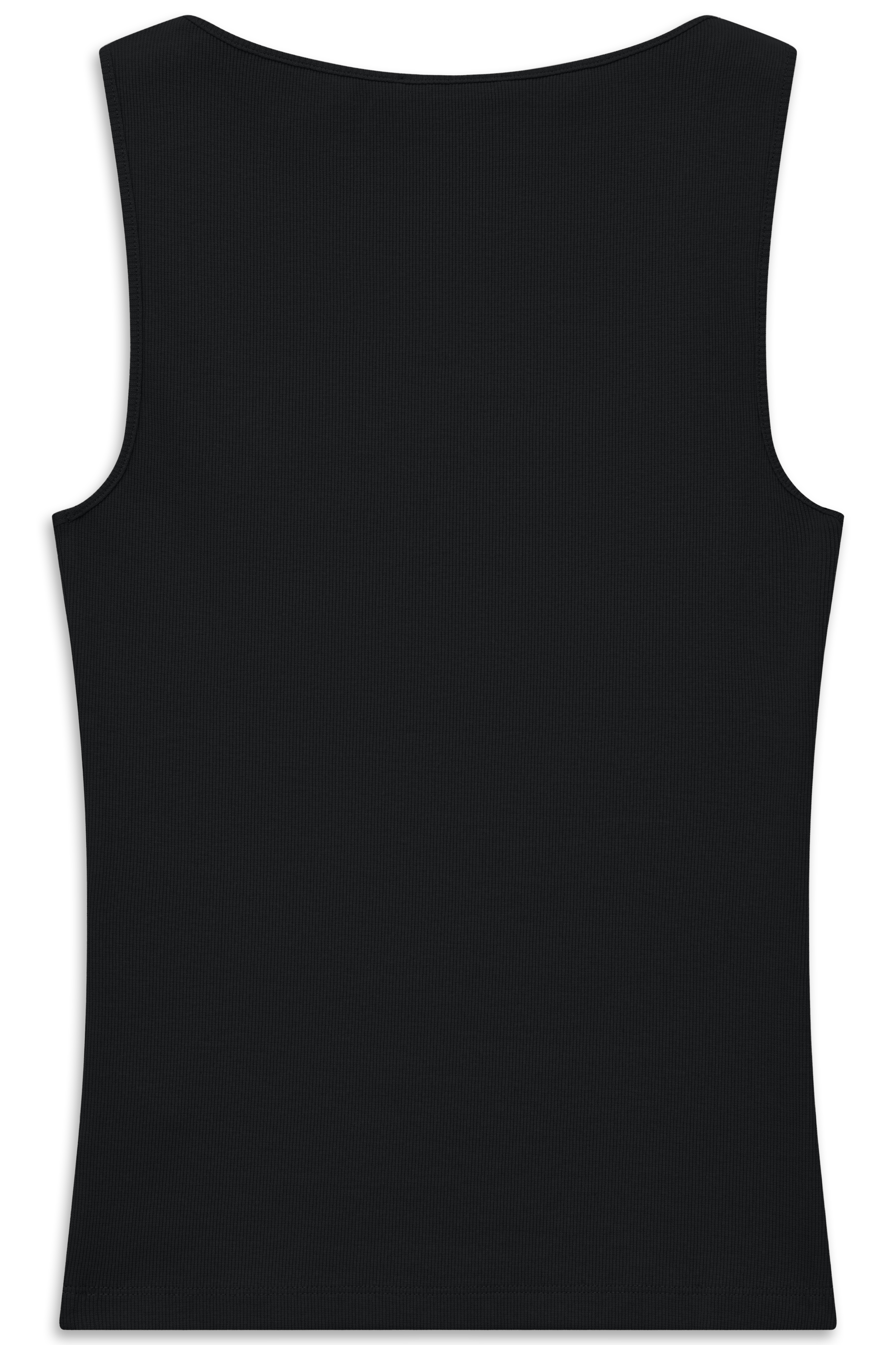 Ärmelloses schwarzes bugatti Top, schlichtes Design, Büstenbild.