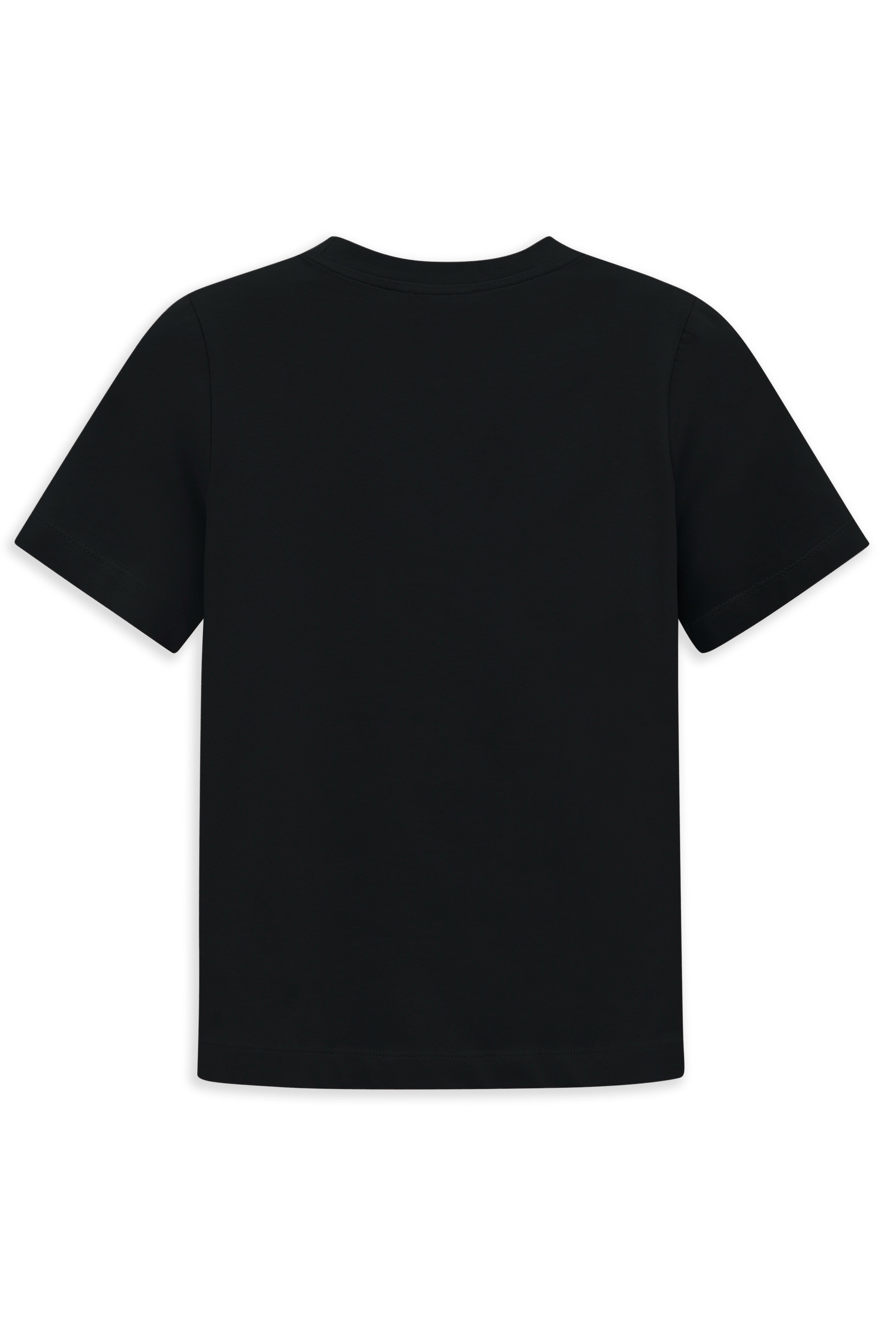 Schwarzes bugatti T-Shirt, Rückansicht, schlichtes Design.