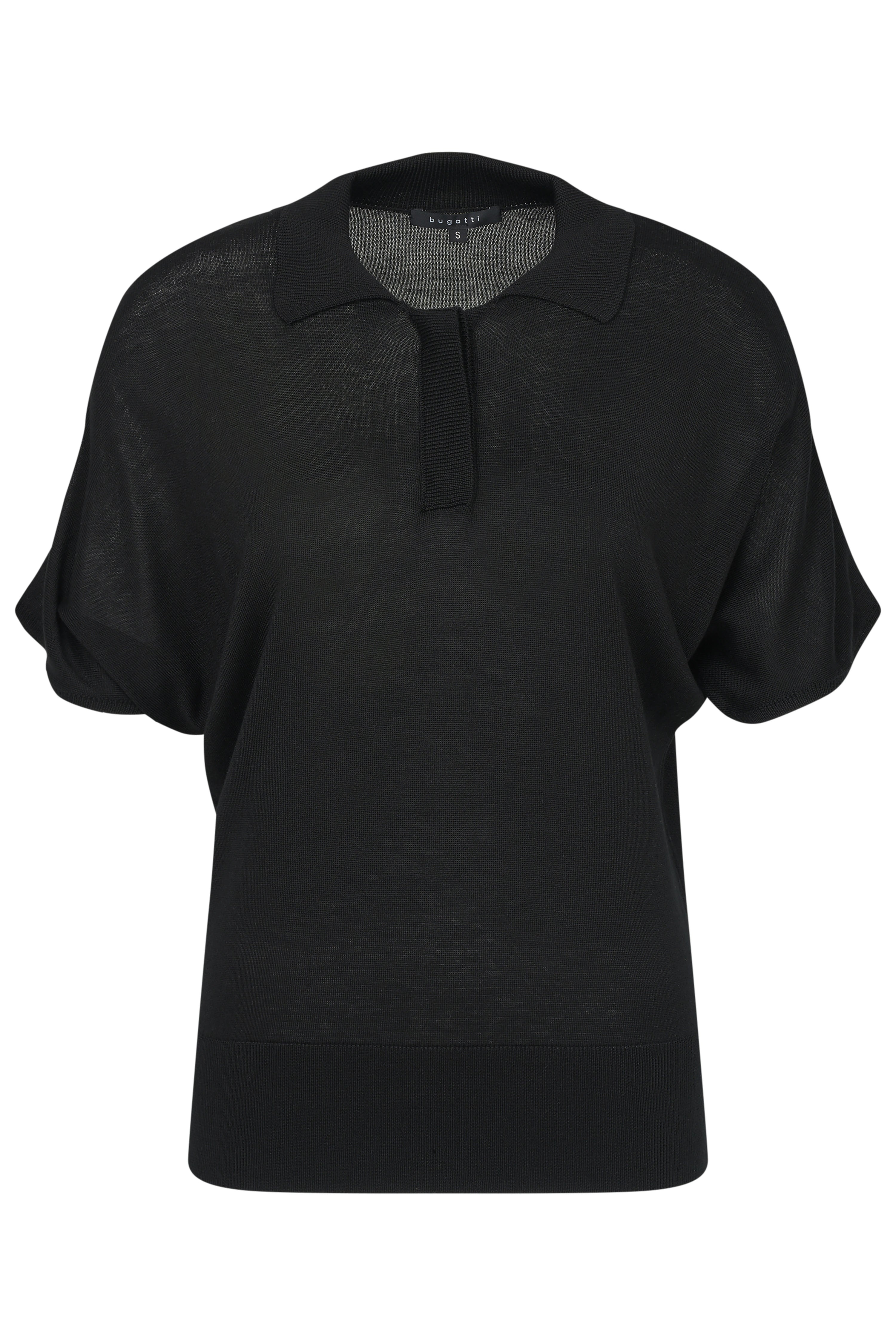 Schwarzer bugatti Pullover mit Kragen, legeres Büstenbild, zeitloses Design.
