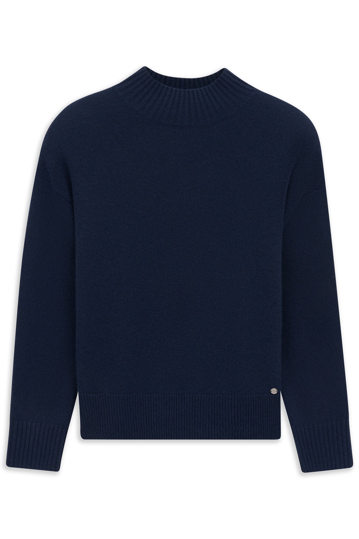 Dunkelblauer bugatti Pullover, Rundhals, legeres Büstenbild, zeitlos und stilvoll.