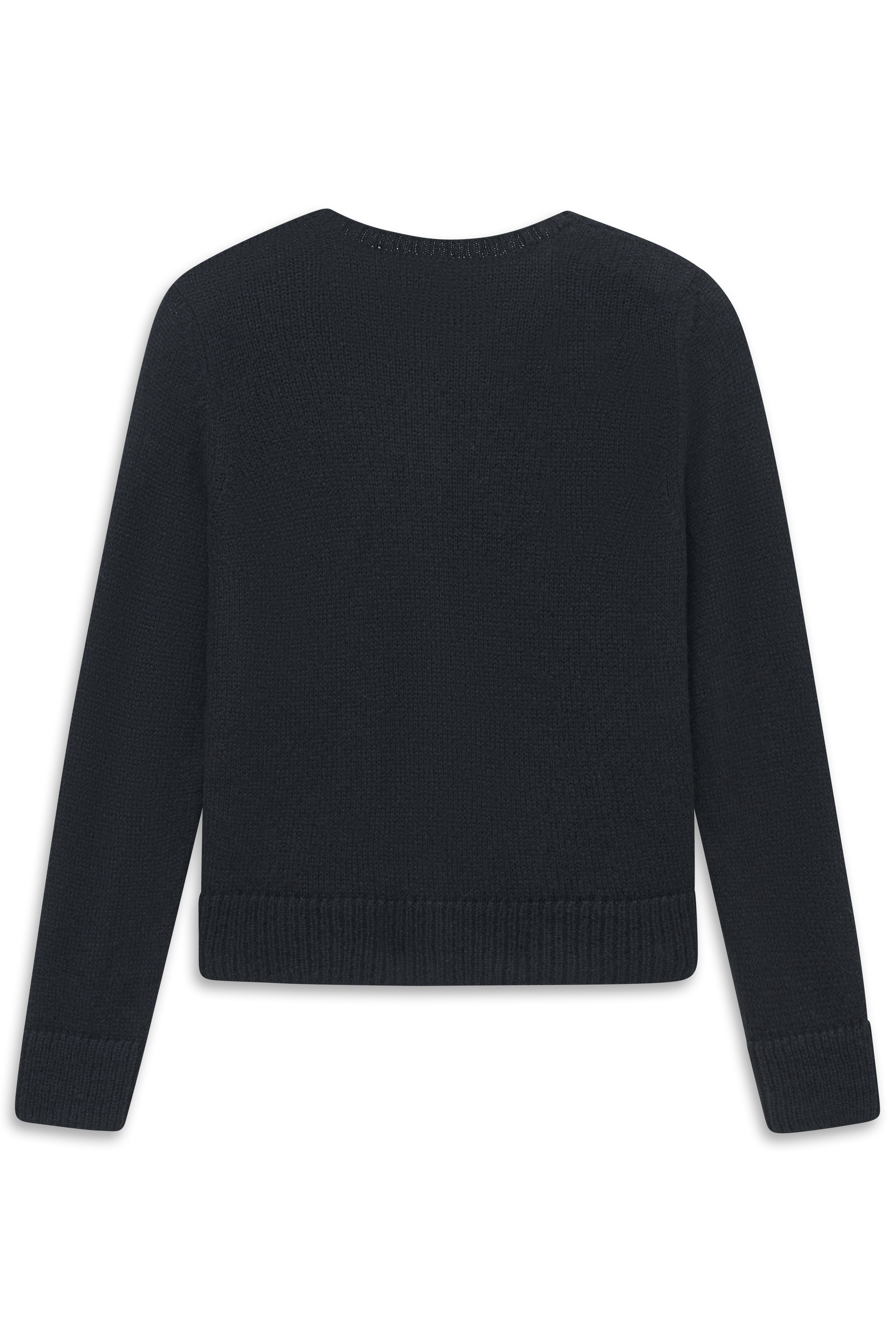 Schwarzer bugatti Strickpullover, Rückansicht, leger präsentiert.