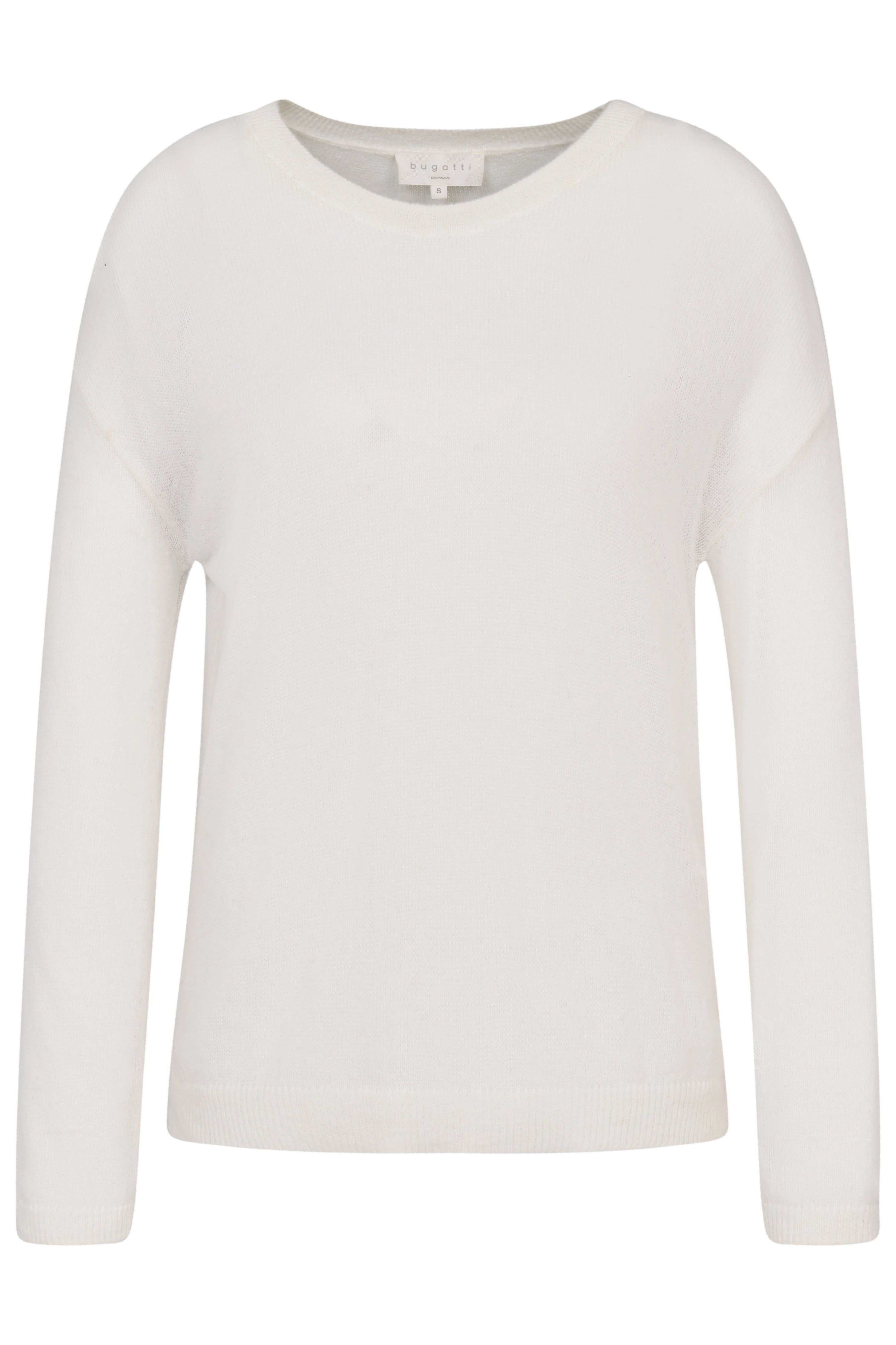 Weißer bugatti Pullover, klassisches Design, Büstenbild.