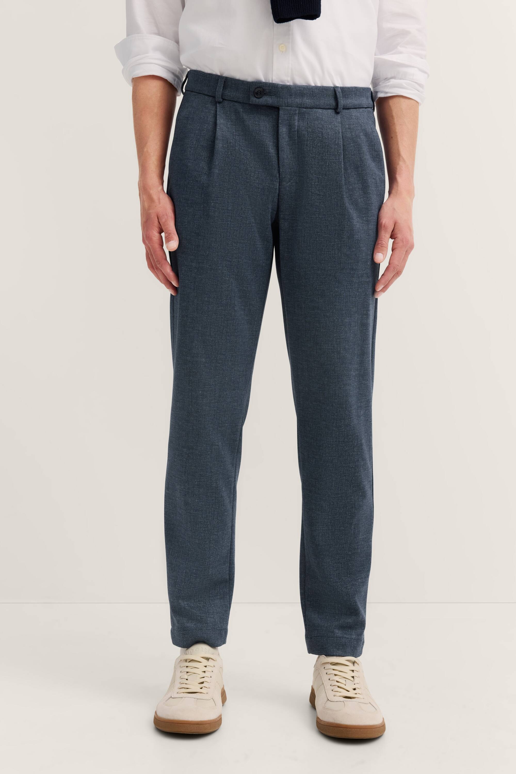 Bundfaltenhose mit Flexcity Jersey Stretch in marine