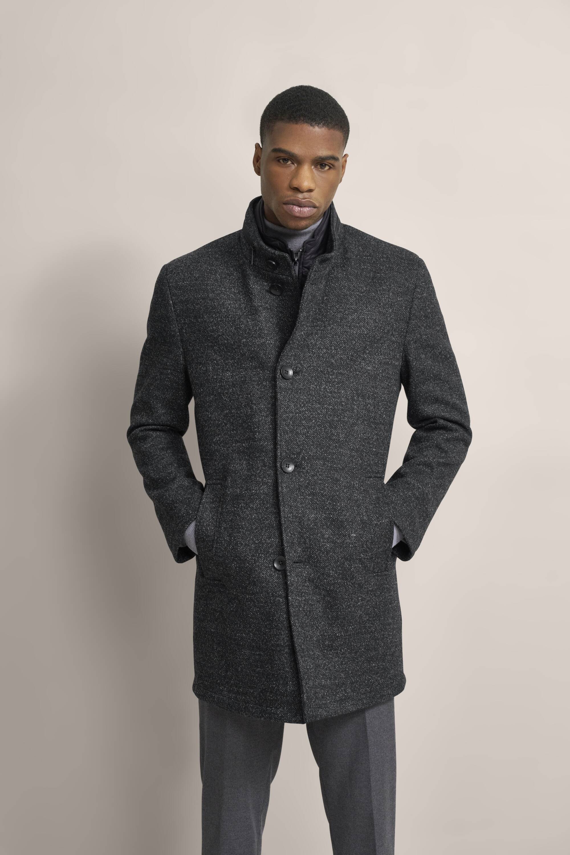 完璧すぎるが故三度も Coat with stretch function in black | bugatti ジャケット・アウター