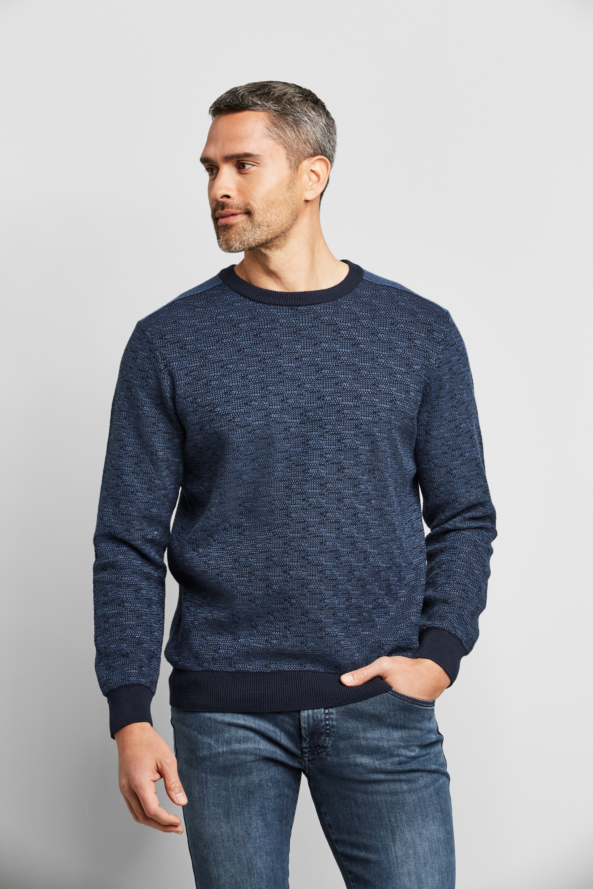 Pullover marine bugatti | reiner Baumwolle in aus