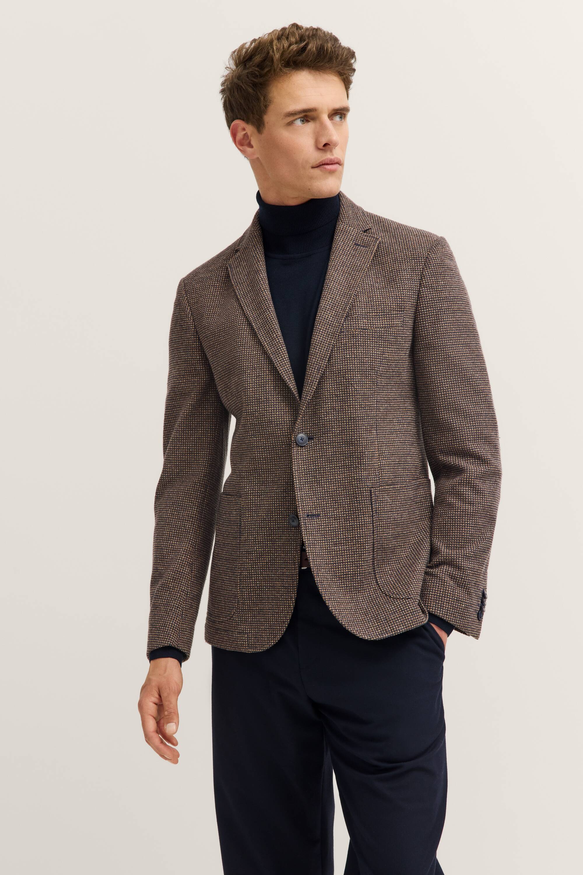 Reverskragen Sakko Jersey Stretch mit Taschen in marine