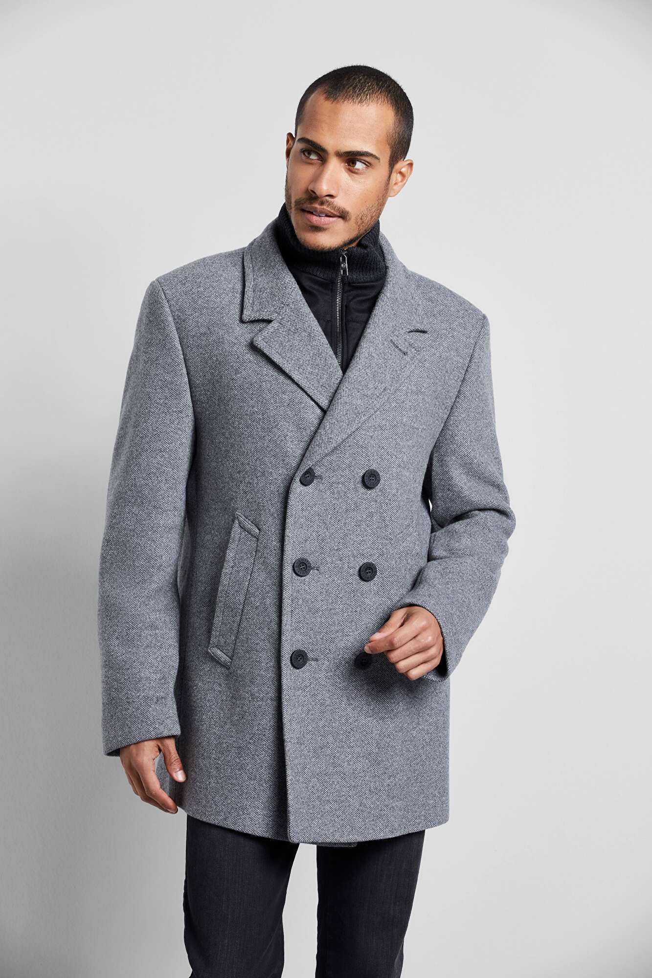 Pea coat Double-breasted in grey | bugatti