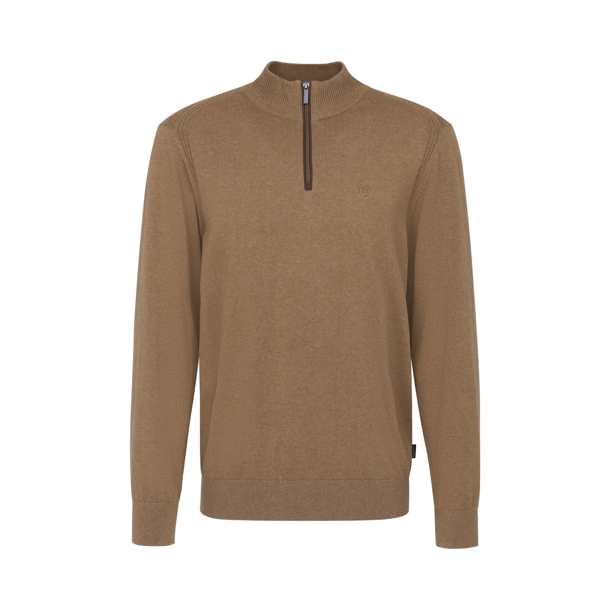 ◆SATUR◆ W signature logo cashmere blend knit zip-up burgun Half-zip sweater Made from a cashmere blend in cognac | bugatti
