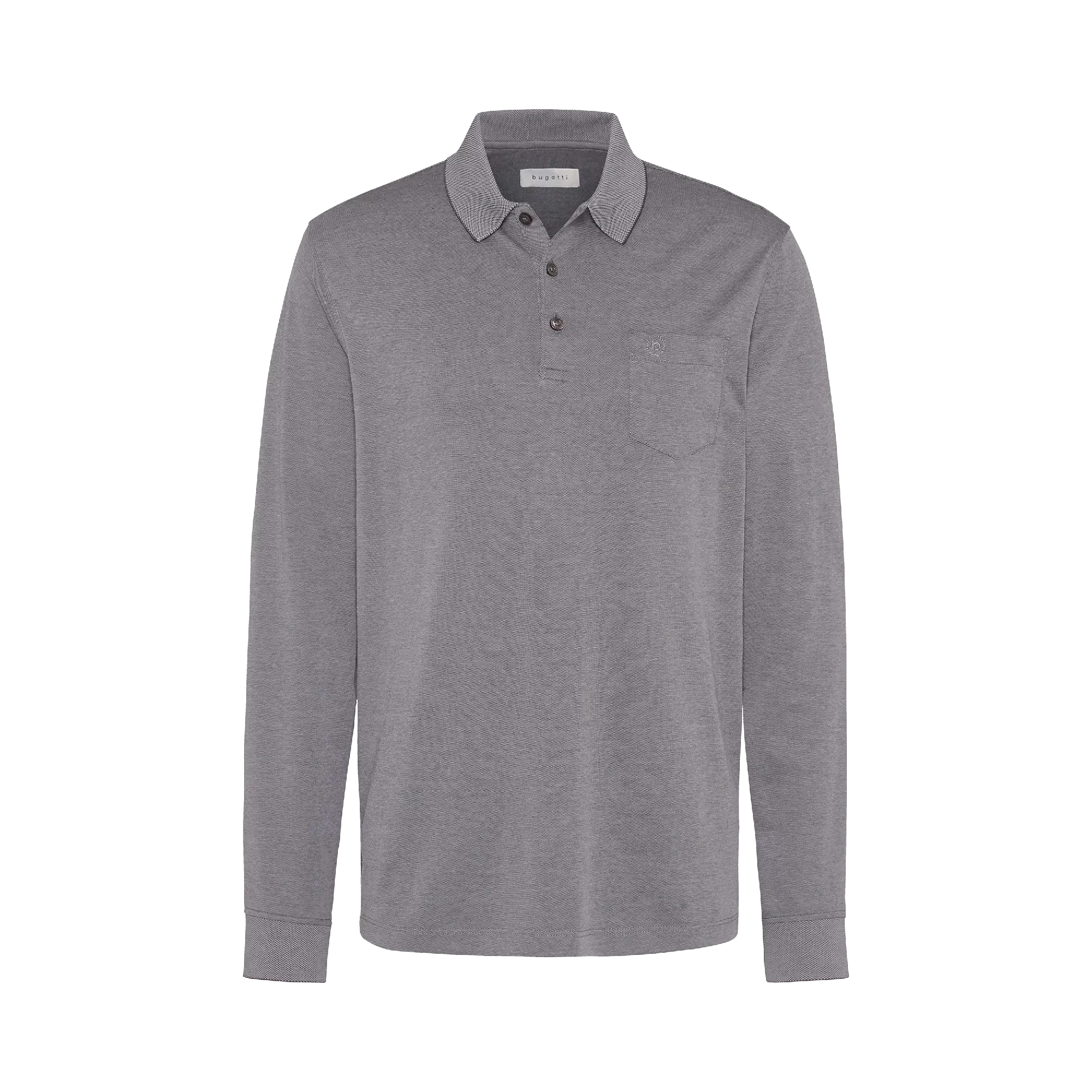 Langarm-Poloshirt mit aufgesetzter Brusttasche in | grau bugatti