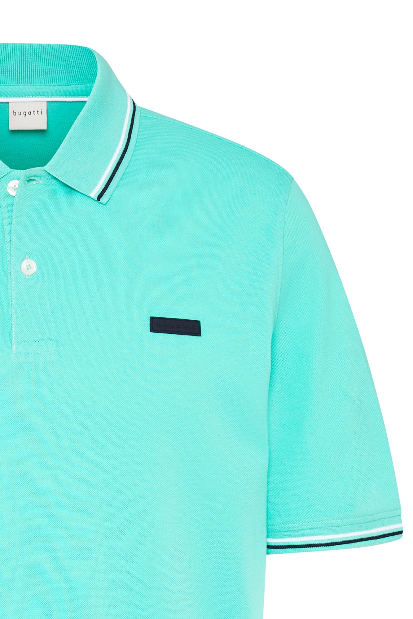 Pique polo shirt with contrasting stripes on the collar and sleeve cuffs in  mint | bugatti