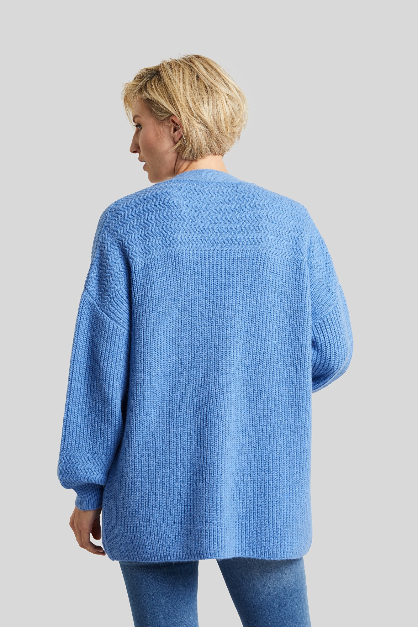 Lässige Strickjacke aus hochwertiger in | bugatti Alpaka-Wollmischung blau