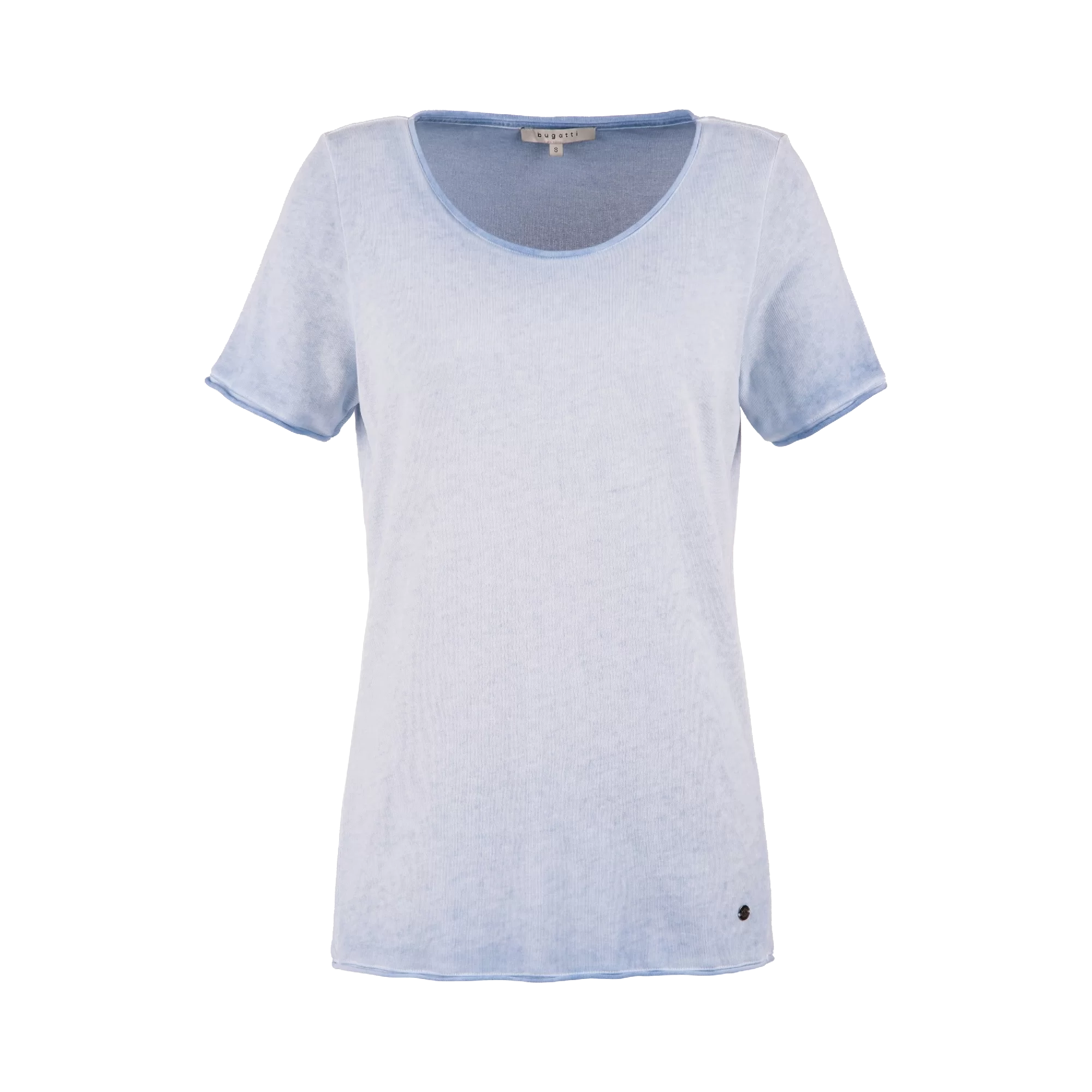 Rundhals T-shirt mit leicht verwaschener Optik in hellblau | bugatti