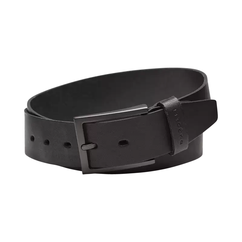 leather belt with a subtle bugatti stamping - View: Bust front
