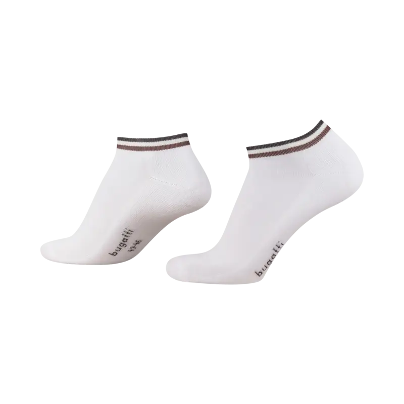Sneakersocken im 2er Set mit sportivem Streifendetail in weiß - Ansicht: Büste Front