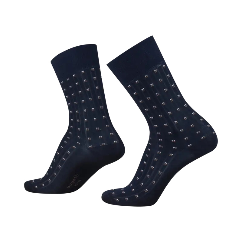 Business-Socken im 2er Set mit dezentem Muster und Komfortbund in marine - Ansicht: Büste Front