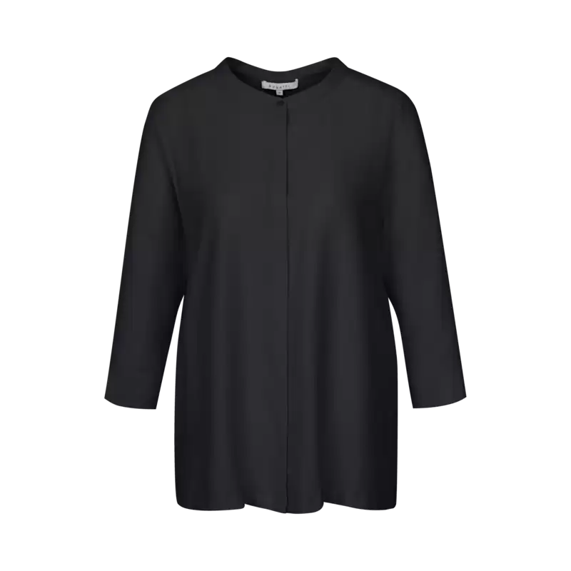 Bluse mit Rundhals in schwarz - Ansicht: Büste Front